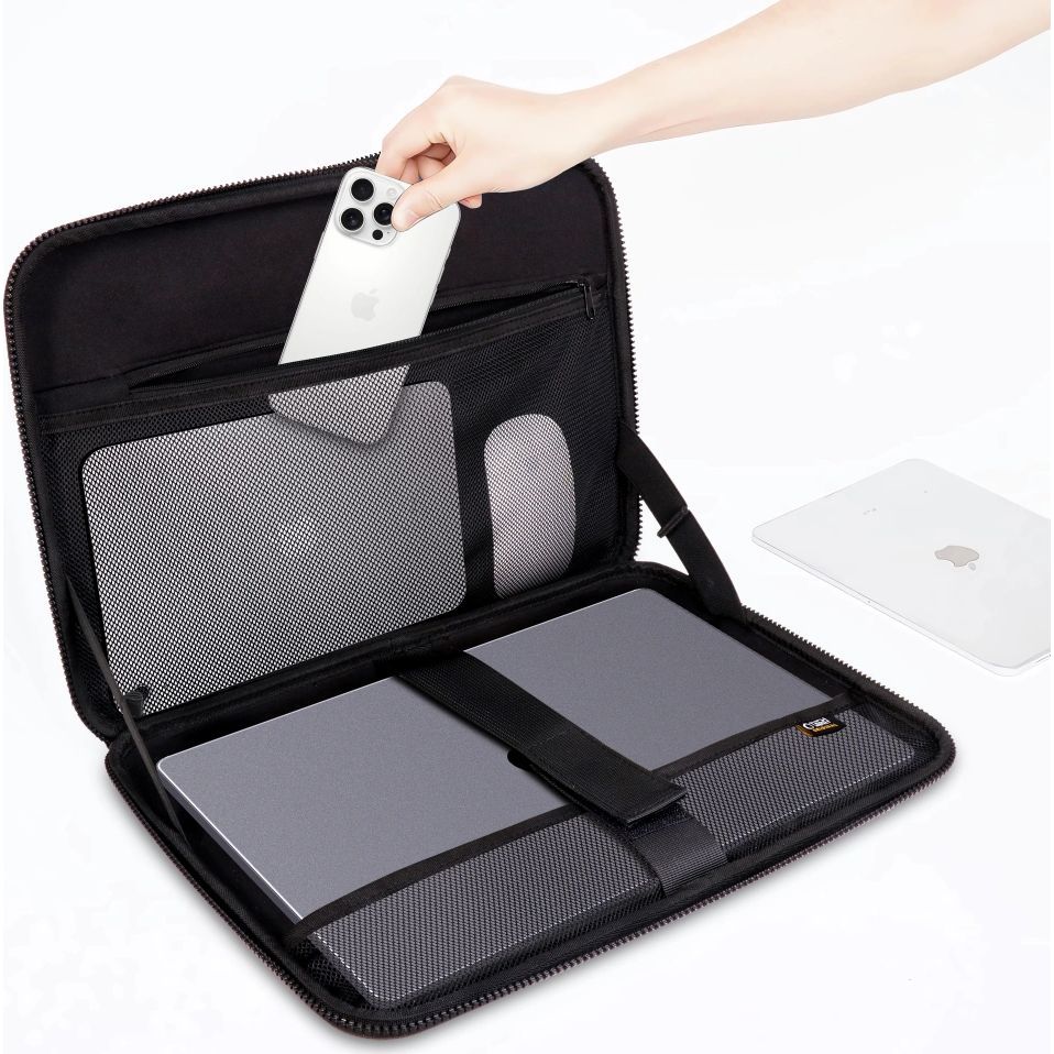 Etui na laptopa 13" / 14", Tech-Protect Kevlar Pro, czarne. Etui na laptop, przegrody na akcesoria, elegancki wygląd, kompaktowe rozmiary